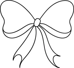 Wall Mural - classic ribbon bow drawn in elegant continuous line art style suitable for festive card designs pres