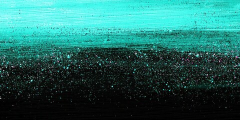 Wall Mural - modern digital art featuring a smooth ombre from black to bright teal, accented with neon glitter.