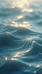 Aufkleber - Serene Water Surface with Gentle Waves and Sun Glitters - Nature's Calm, Oceanic Peace