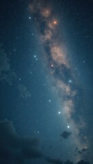 Poster - Celestial Canvas: Night Sky with Milky Way, Stars, and Whispers of Clouds