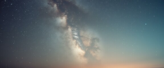 Aufkleber - Ethereal Milky Way Galaxy Illuminating a Starry Sky with Cosmic Clouds and Faint Horizon Glow