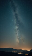 Aufkleber - Majestic Milky Way Illuminates a Nightscape over Distant Mountains