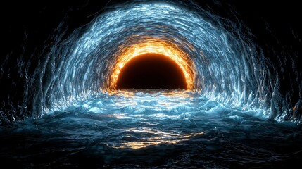 Wall Mural - a tunnel in the ocean with neon glow creating an enchanting underwater experience that invites explo