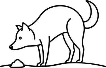 Wall Mural - curious dog digging in the ground drawn in continuous line art representing playful behavior pet ene