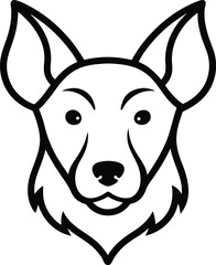 Wall Mural - detailed dog head front view in black line art on white background perfect for clean pet portrait sk