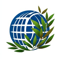 Poster - Blue Globe with Green Leaves: A Symbol of Global Sustainability and Environmental Awareness
