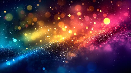 Wall Mural - dynamic colorful background laced with bright bokeh lights creating an energetic and joyful atmosphe