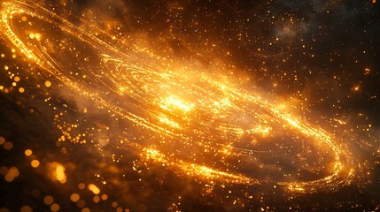 Wall Mural - mysterious black hole in the sky surrounded by celestial energy fields and golden rings creating a c