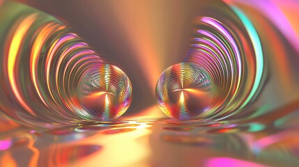 Wall Mural - two abstract shapes floating in a parallel universe surrounded by atmospheric fog and ethereal light