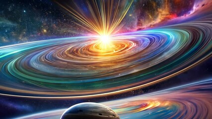 Wall Mural - Cosmic Swirl A Journey Through Vibrant Nebulae and Celestial Bodies