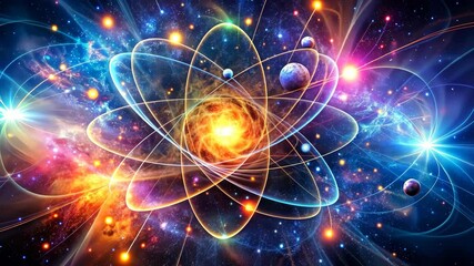 Wall Mural - Cosmic Energy A Vibrant Dance of Light and Matter in the Universe