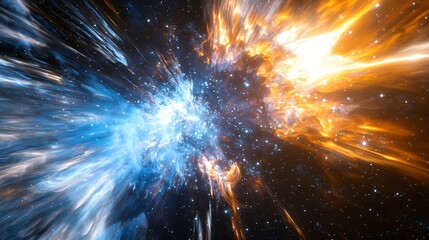 Wall Mural - star bursting in the night sky with glowing reflections creating a celestial display of cosmic wonde