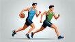 © Asmaulna - Two Athletic Men Running, One with Basketball, Fitness Exercise