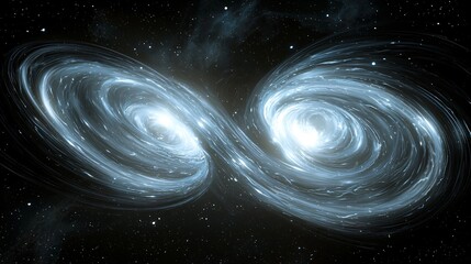 Wall Mural - two spiraling galaxies intertwined in the vastness of space creating an awe-inspiring cosmic display