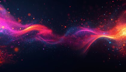 Wall Mural - Abstract digital painting of swirling particles in vibrant colors.