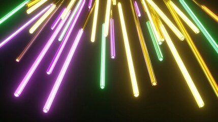 Wall Mural - mesmerizing collection of lights in a neon glow creating an enchanting atmosphere with a tilt-shift 