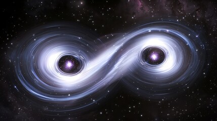 Wall Mural - dramatic view of two black holes at the center of a galaxy providing an intriguing look into the mys