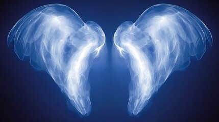 Wall Mural - ethereal two angel wings presented in abstract art style with random symmetry and harsh lighting cre