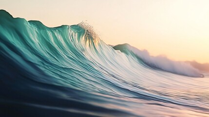 Wall Mural - surreal wave in the ocean captured with phosphorescent glow creating a dreamlike atmosphere enhanced
