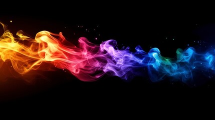 Poster - Abstract colorful smoke wave on black background. (1)