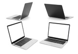 Four laptop computers displayed against a white background in different angled perspectives shown here