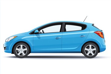 Naklejka na meble side view of blue hatchback car isolated on white background