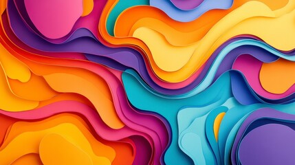 Poster - Abstract colorful wavy paper layers background.