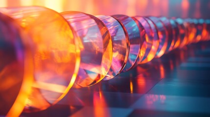 Abstract design of vibrant, transparent shapes in motion.
