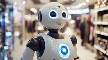 Aufkleber - Friendly robot assistant in a retail setting