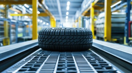 Leinwandbilder - Tire on an automated assembly line