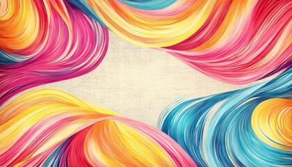 Wall Mural - vibrant swirling ribbons framing a light background.
