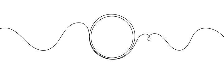 Wall Mural - continuous one line circle stroke, hand drawn circle frame on white background. one line drawing vec