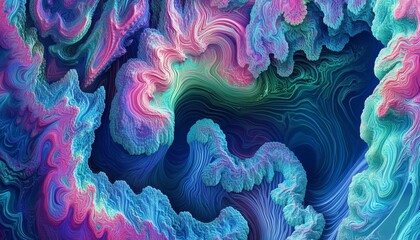 Wall Mural - Abstract digital artwork exhibiting vibrant colors and swirling patterns.