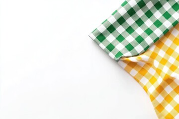 Fototapete - Folded checkered cloths in green and yellow
