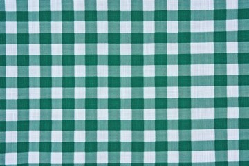 Fototapete - Green and white checkered tablecloth  Close-up view of a textile with a regular pattern of squares