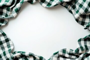 Aufkleber - Green and white checkered fabric draped in a circular frame on a white background