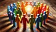 © Cliff - Figures of people of different colors holding hands, inclusive business thinking, values ​​of dignity and respect for all people