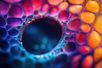 Leinwandbilder - Vibrant abstract image of colorful oil and water bubbles creating a mesmerizing pattern.