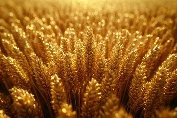 Poster - Golden wheat field shimmering in sunlight, a harvest abundance.