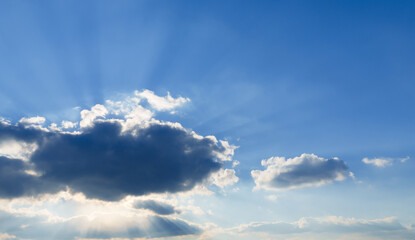 Wall Mural - beautiful blue sky with soft white clouds for abstract background
