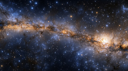 colorful space nebula with glowing stars and swirling interstellar clouds forming galactic structure