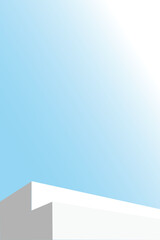 Poster - Minimalist vertical white podium with blue gradient background, modern clean design for product display or presentation