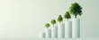 © Keopaserth - Growth concept with green trees on tall cylindrical columns, symbolizing financial success, sustainability, and eco friendly investment in modern minimal style