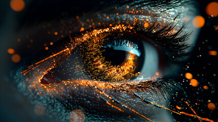 Wall Mural - digital eye with glowing circuit-like patterns. suitable for tech-related themes. represents vision 