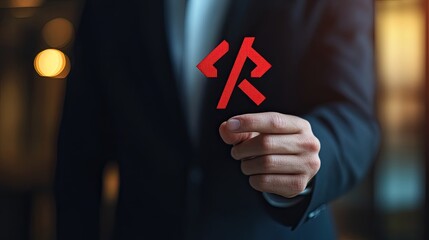 Coding Future Businessman Holding Digital Code Icon.