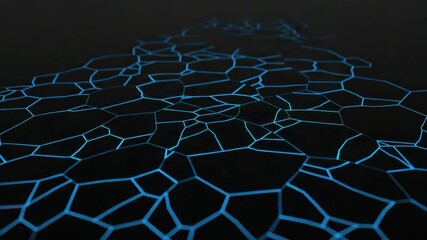 Wall Mural - a stone path whose seams are illuminated with a pulsating blue light