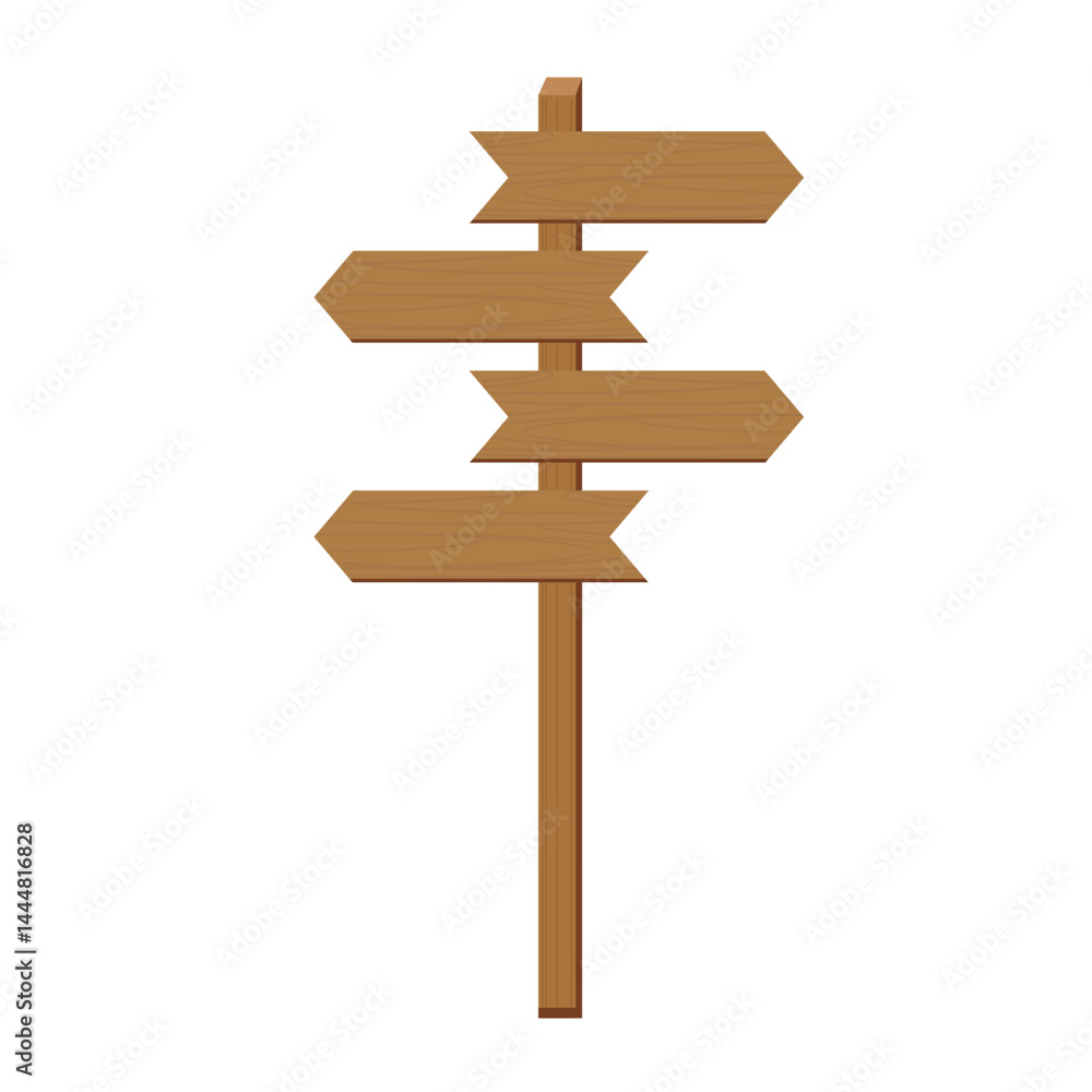 Wooden directional signpost with multiple arrows Stock Vector | Adobe Stock
