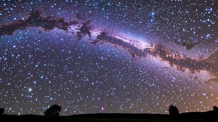 Wall Mural - a mesmerizing wide-angle shot of the milky way, capturing the galaxy's splendor in a time-lapse vide
