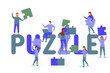 © Little Monster 2070 - png mosaic tile background with blank sections and outline shapes used in seamless puzzle layout for leisure toy scheme or success concept showing part connection and assembly process