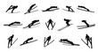 © Tamim 99Graphics - ski jumping silhouettes set